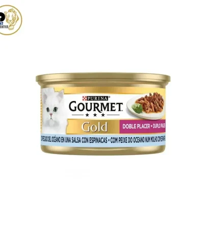 کنسرو گربه خورشتی ماهی اقیانوس و اسفناج گورمت گلد